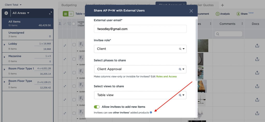 External Collaboration Feature Tutorials, Tips, and Best Practices | Fohlio specification and procurement software | data management | architecture and interior design software | add items