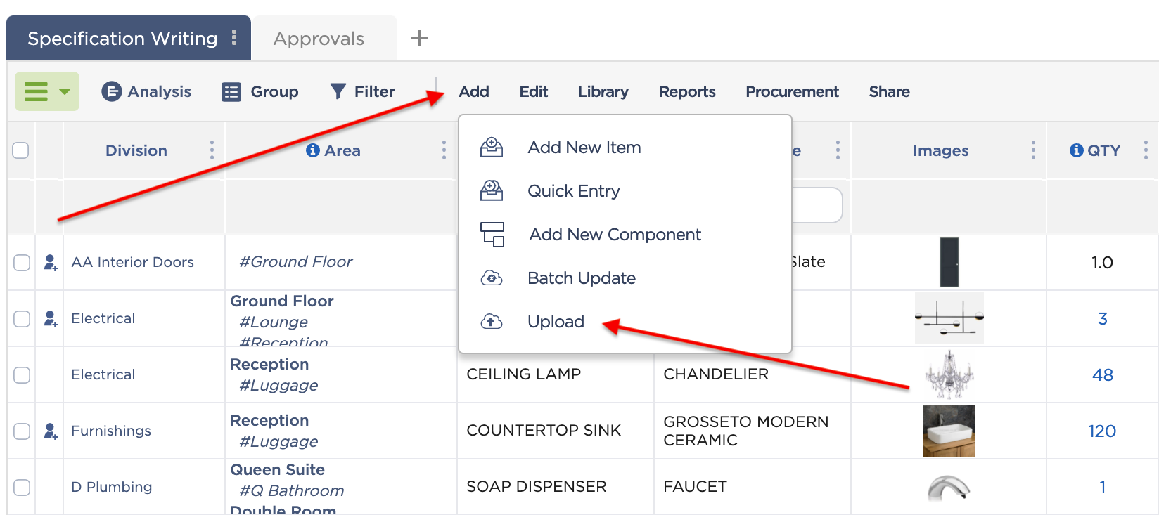 The Ultimate Guide to Setting Up Online Materials Library | FF&E Specification | CSI Divisions | Fohlio | upload materials